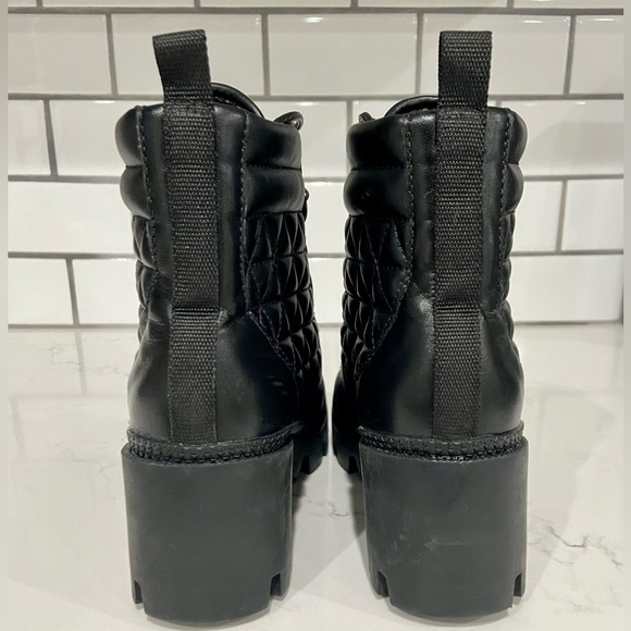 Schutz Cory Black Leather Quilted Women’s Combat Boots Size 6.5 New - Picture 4 of 9